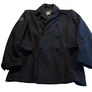 Jack And Jones Men’s Double Breasted Pea Coat NWT Charcoal Grey Size Large-Reg
